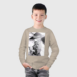 Лонгслив хлопковый детский Реинкарнация безработного Рокси Мигурдия учитель м, цвет: миндальный — фото 2