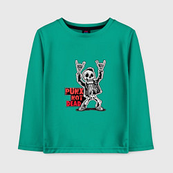 Лонгслив хлопковый детский Череп с козой punks not dead, цвет: зеленый