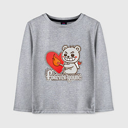 Лонгслив хлопковый детский Медведь хулиган с сердцем и спичкой, цвет: меланж