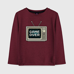 Лонгслив хлопковый детский Game over tv, цвет: меланж-бордовый