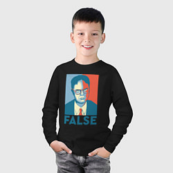 Лонгслив хлопковый детский Dwight false - офис, цвет: черный — фото 2