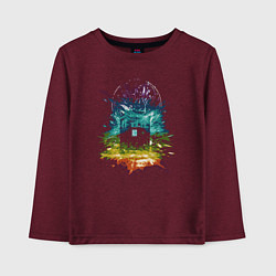 Лонгслив хлопковый детский Splash tardis, цвет: меланж-бордовый