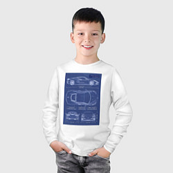Лонгслив хлопковый детский Chevrolet Corvette чертеж, цвет: белый — фото 2