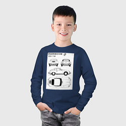 Лонгслив хлопковый детский Машина Porsche, цвет: тёмно-синий — фото 2
