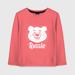 Лонгслив хлопковый детский Россия и медведь, цвет: коралловый