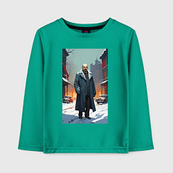 Лонгслив хлопковый детский Ленин зимой без охраны - нейросеть, цвет: зеленый