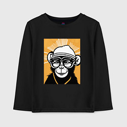 Лонгслив хлопковый детский Обезьяна и очки, цвет: черный