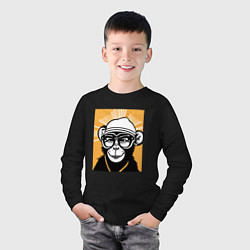 Лонгслив хлопковый детский Обезьяна и очки, цвет: черный — фото 2
