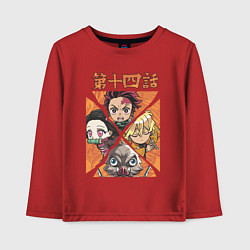 Лонгслив хлопковый детский Тандзиро Незуко Инозука и Зеницу Клинок рассекающи, цвет: красный