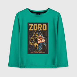Лонгслив хлопковый детский One piece Зоро Pirate Hunter, цвет: зеленый