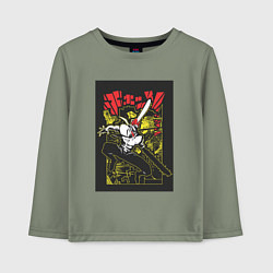 Лонгслив хлопковый детский Человек-бензопила Денджи воплощение демона, цвет: авокадо