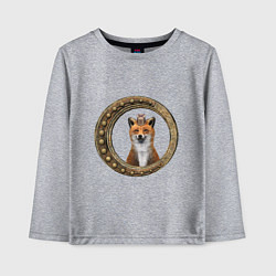Лонгслив хлопковый детский Стимпанк лис в рамке, цвет: меланж
