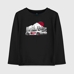 Лонгслив хлопковый детский Mazda rx-7 автомобиль гоночный jdm, цвет: черный