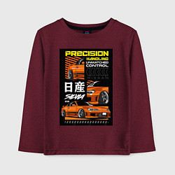 Лонгслив хлопковый детский Nissan Silvia авто, цвет: меланж-бордовый