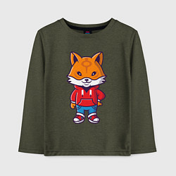 Лонгслив хлопковый детский Модный лисёнок, цвет: меланж-хаки