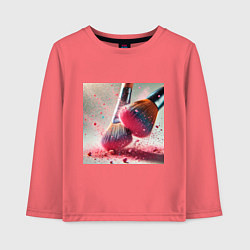 Лонгслив хлопковый детский Розовый макияжный вихрь, цвет: коралловый