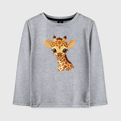 Лонгслив хлопковый детский Портрет жирафёнка, цвет: меланж