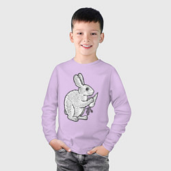 Лонгслив хлопковый детский Зайчик и морковка, цвет: лаванда — фото 2