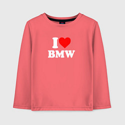 Лонгслив хлопковый детский I love my BMW, цвет: коралловый