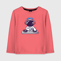 Лонгслив хлопковый детский Космонавт диджей, цвет: коралловый