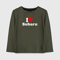 Лонгслив хлопковый детский I love Subaru sport, цвет: меланж-хаки