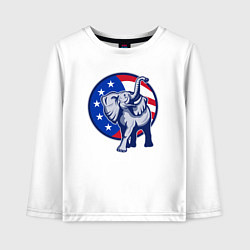 Лонгслив хлопковый детский USA elephant, цвет: белый