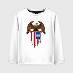 Лонгслив хлопковый детский Орёл с американским флагом, цвет: белый