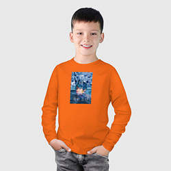Лонгслив хлопковый детский Техен вода, цвет: оранжевый — фото 2