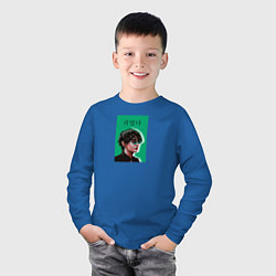Лонгслив хлопковый детский Техен зеленый, цвет: синий — фото 2