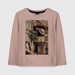 Лонгслив хлопковый детский Музыка эстетика, цвет: пыльно-розовый