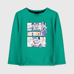 Лонгслив хлопковый детский Ноно-тан Медуза не умеет плавать в ночи, цвет: зеленый