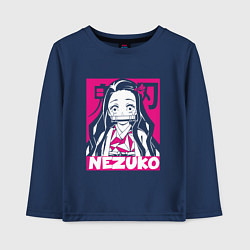 Лонгслив хлопковый детский Клинок рассекающий демонов Незуко Nezuko, цвет: тёмно-синий