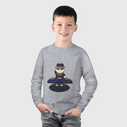 Лонгслив хлопковый детский Кот DJ, цвет: меланж — фото 2
