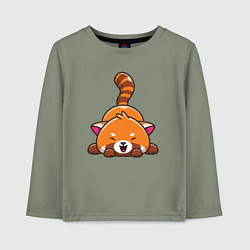 Лонгслив хлопковый детский Cute red panda, цвет: авокадо