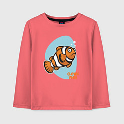 Лонгслив хлопковый детский Рыбка-клоун, цвет: коралловый