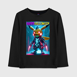 Лонгслив хлопковый детский Cyber Pikachu - happy halloween, цвет: черный