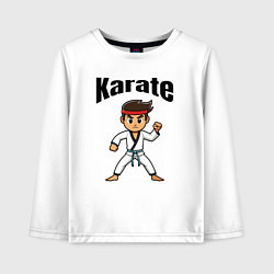 Лонгслив хлопковый детский Юный боец карате fighter, цвет: белый