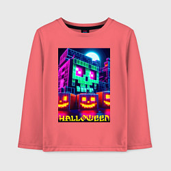 Лонгслив хлопковый детский Halloween and Minecraft - collaboration, цвет: коралловый