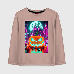 Лонгслив хлопковый детский Halloween and Minecraft - pumpkin, цвет: пыльно-розовый