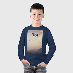 Лонгслив хлопковый детский Olga птицы в тумане, цвет: тёмно-синий — фото 2