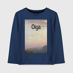 Лонгслив хлопковый детский Olga птицы в тумане, цвет: тёмно-синий