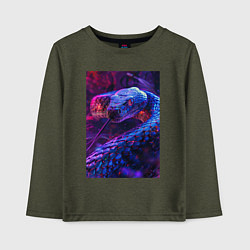 Лонгслив хлопковый детский Неоновая змея, цвет: меланж-хаки