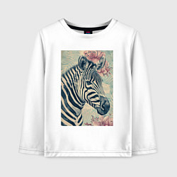 Лонгслив хлопковый детский Зебра с цветком, цвет: белый