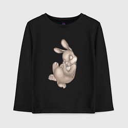 Лонгслив хлопковый детский Спящий милый заяц, цвет: черный