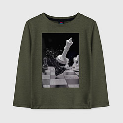 Лонгслив хлопковый детский Шахматы эстетика, цвет: меланж-хаки