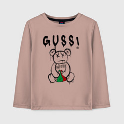 Лонгслив хлопковый детский Гусси - мишка с гусями, цвет: пыльно-розовый