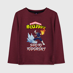 Лонгслив хлопковый детский Моя геройская академия Шото герой, цвет: меланж-бордовый