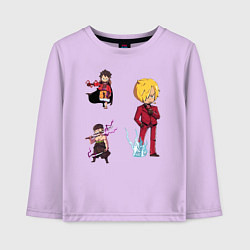 Лонгслив хлопковый детский Ван-Пис Санджи Зоро, цвет: лаванда