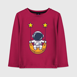 Лонгслив хлопковый детский Космонавтик на качелях, цвет: маджента