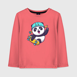 Лонгслив хлопковый детский Skater panda, цвет: коралловый